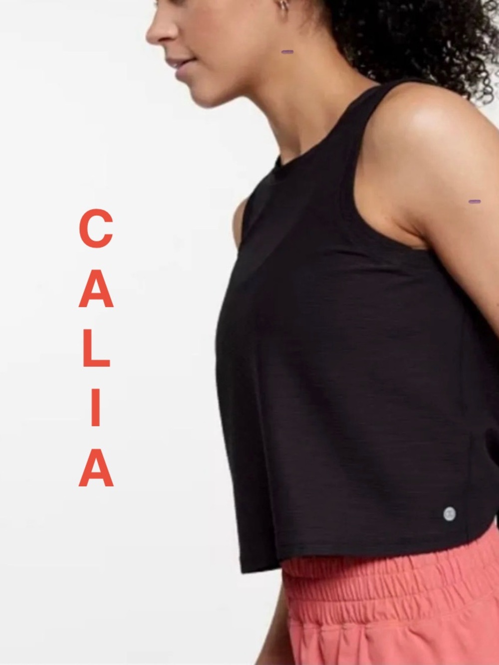CALIA | Pure Black “Crop Wrap & Tie” Tank Top - Women’s Small